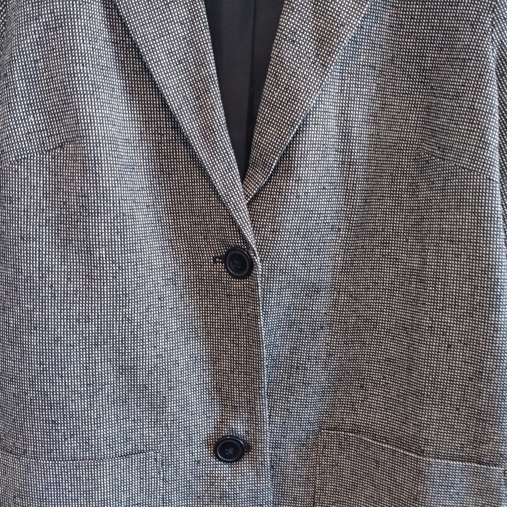 Appleseed's Petite 100 Silk black Tweed Blazer Jacket 10P - Picture 3 of 12